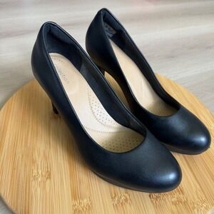 Clarks Black Leather‎ Adriel Viola Comfort Collection Heels Classic Pumps US 6